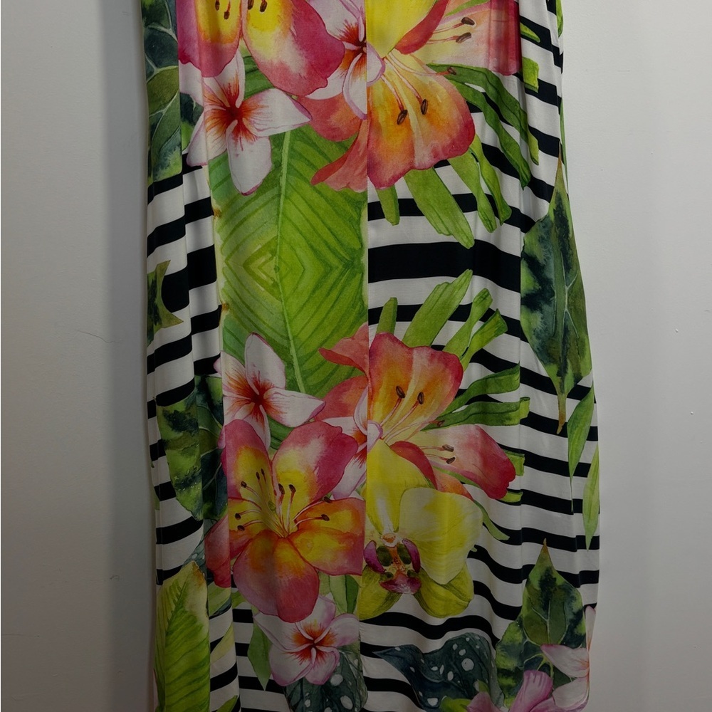 Cartise 16 Tropical Floral Midi Dress Bright Hibiscus Print Sleeveless Summer - Picture 10 of 15